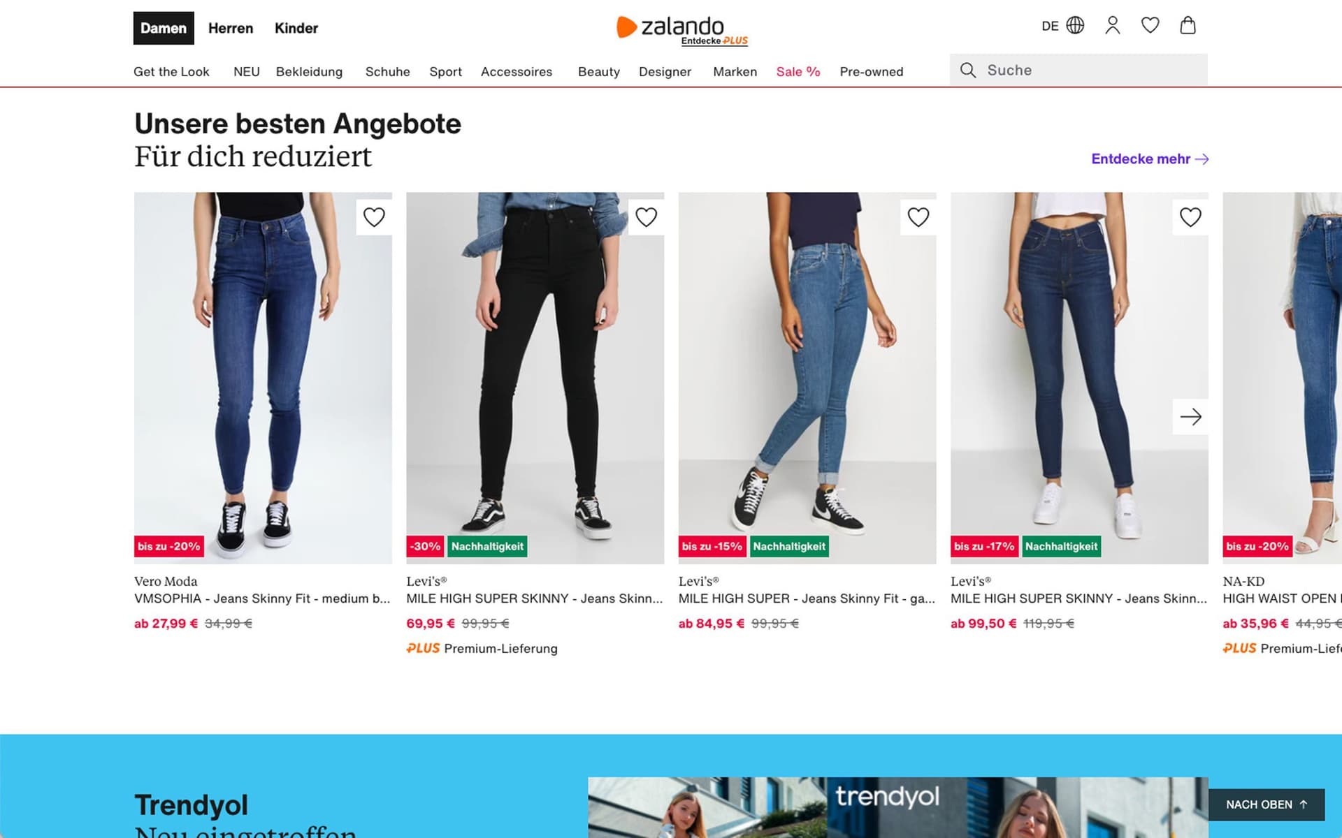 Screenshot Zalando Website
