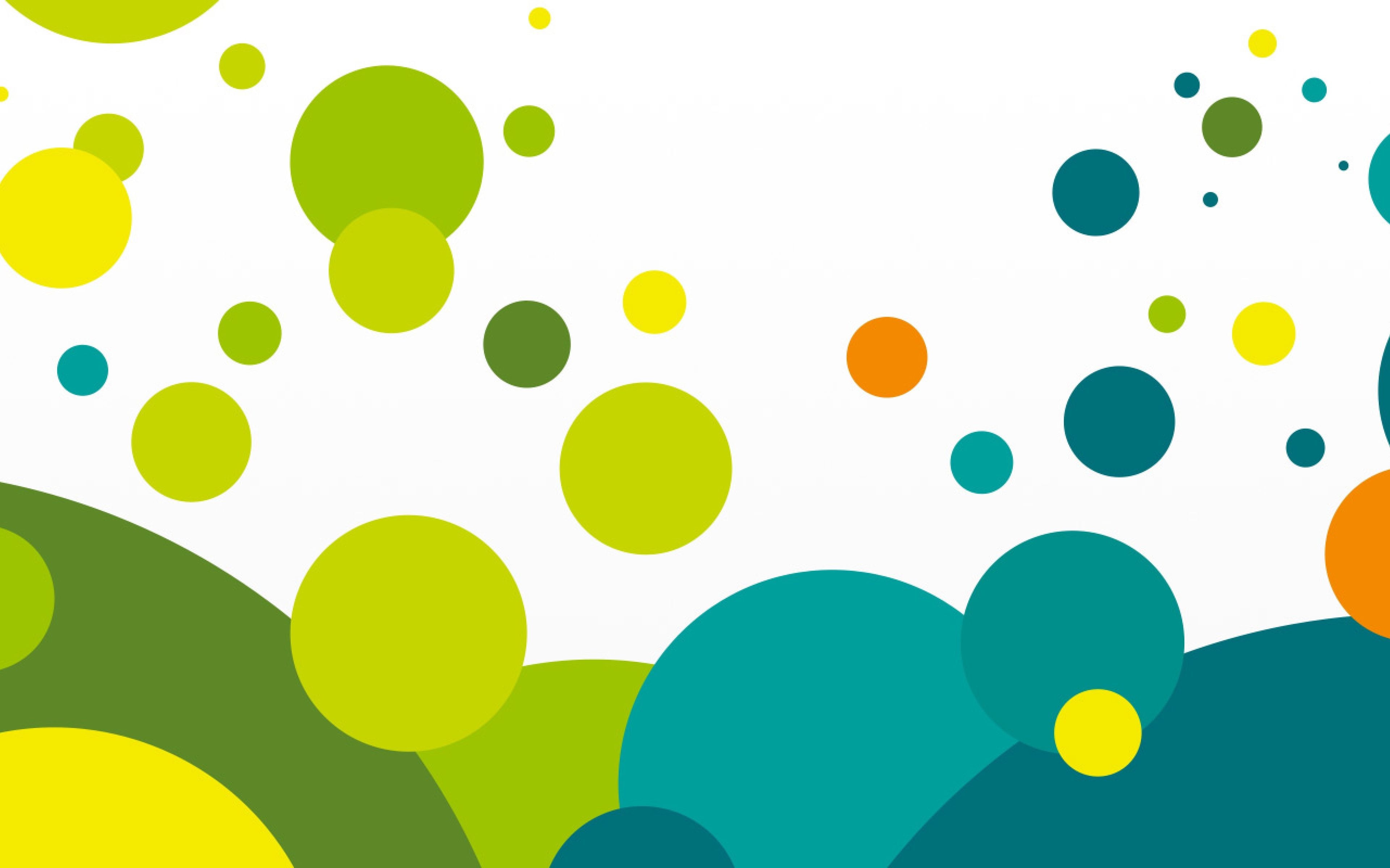 Grafik mit vielen bunten Kreisen vor weißem Hintergrund