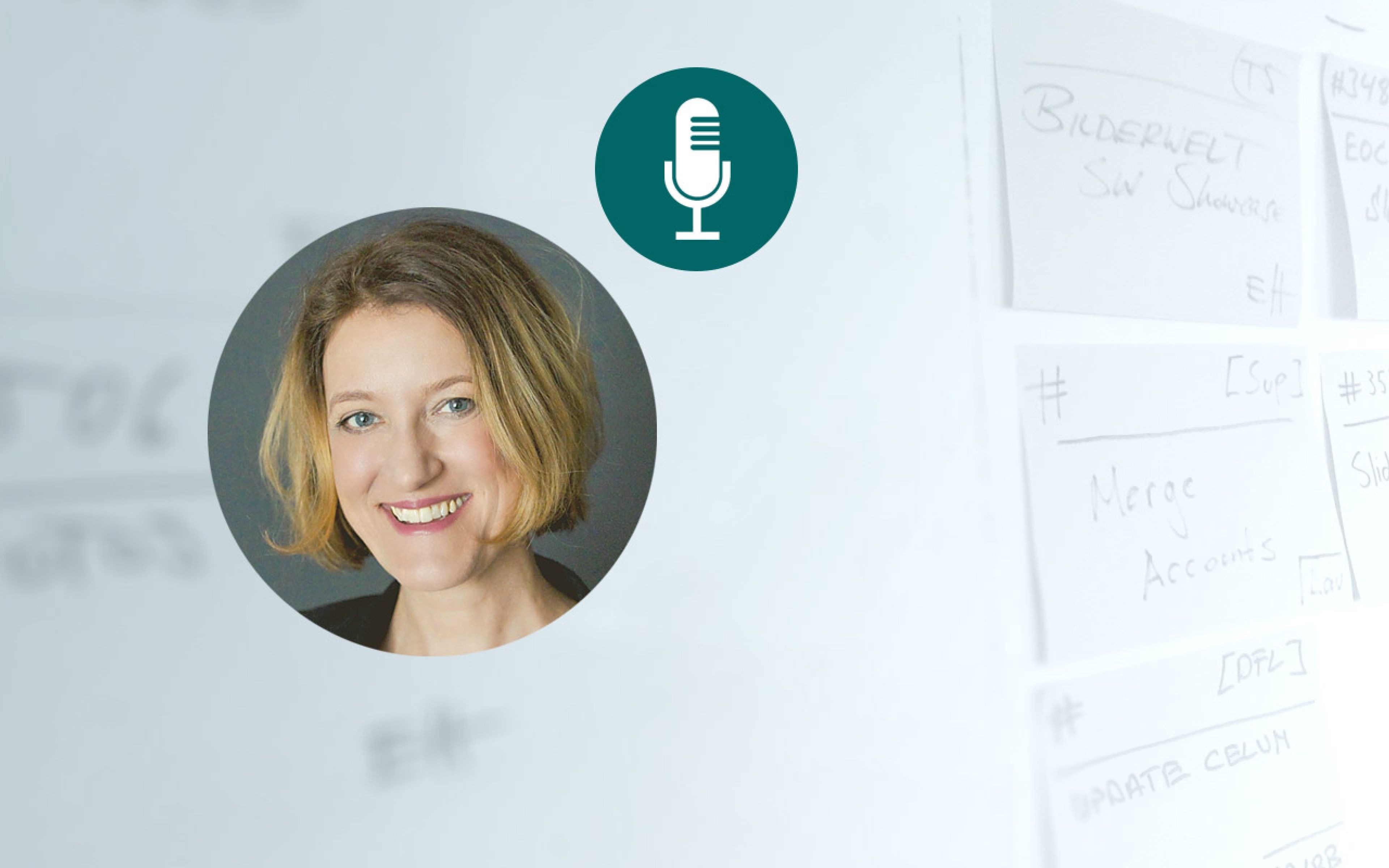 Whiteboard, grafischen Mikrophon und Foto Agilitäts-Coach