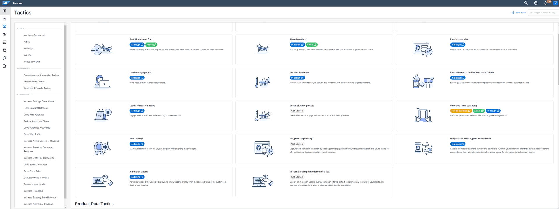 Screenshot Backend Emarsys Dashboard