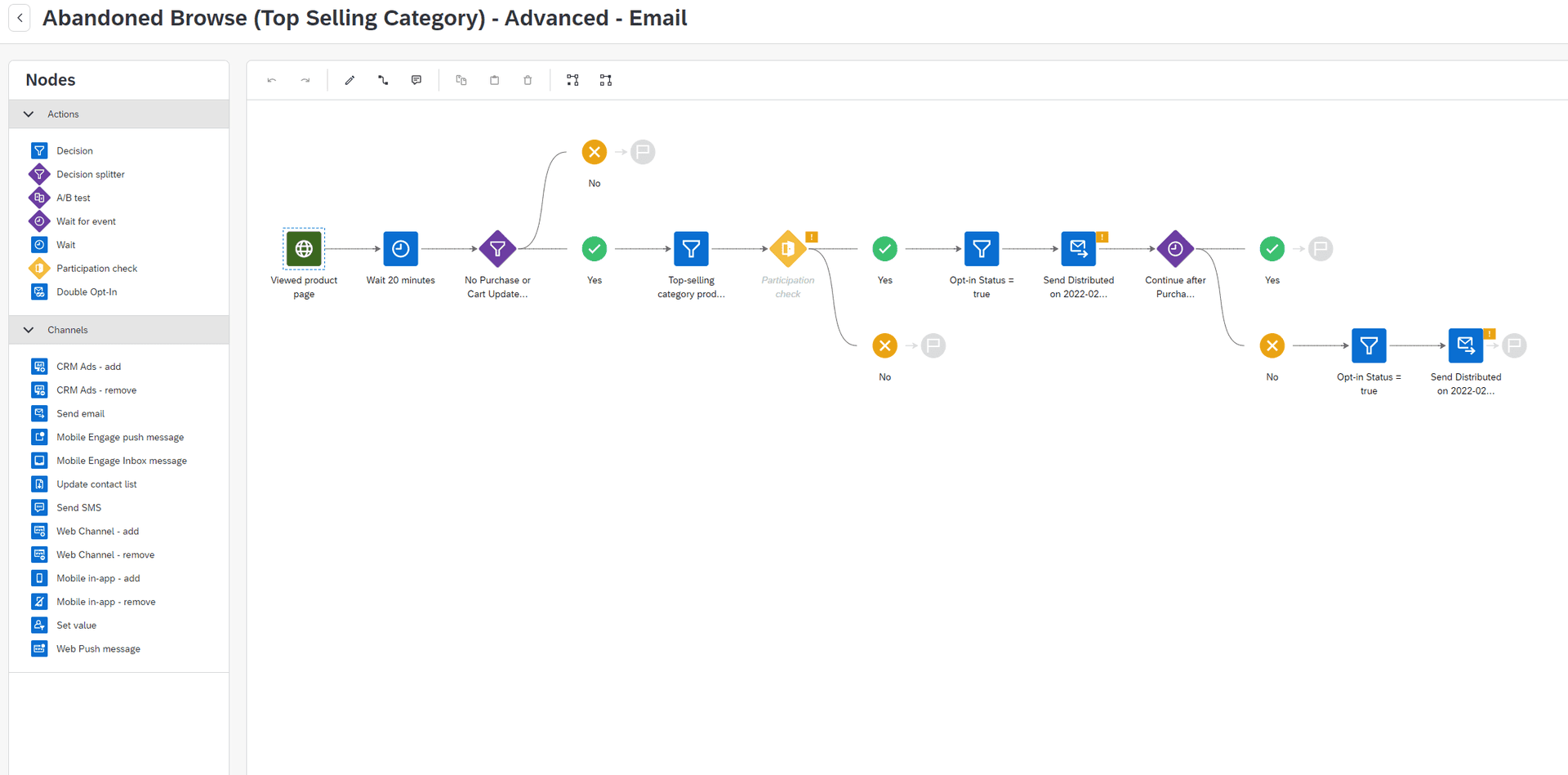 Screenshot Emarsys Kampagnen Builder