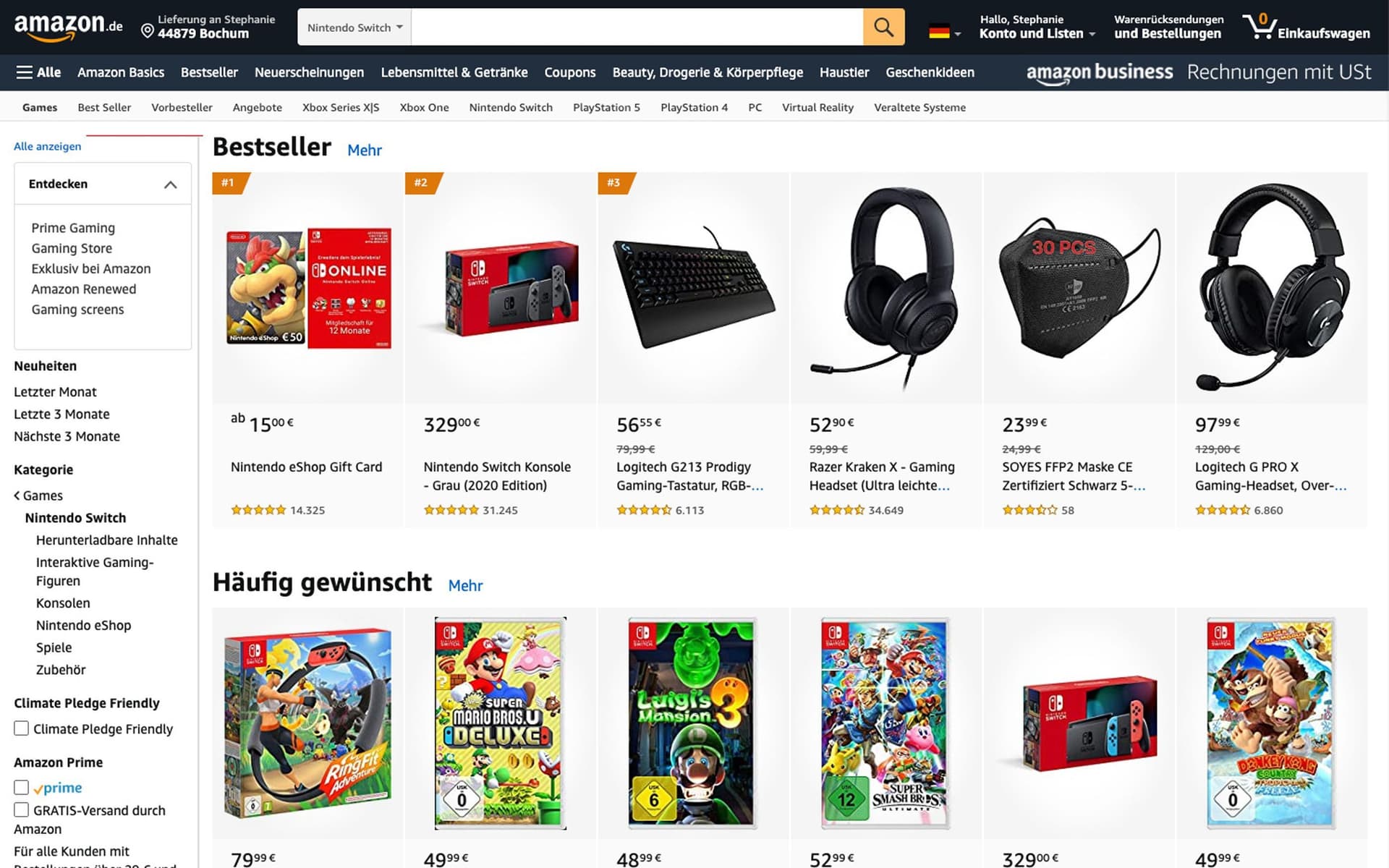 Screenshot Amazon Bewertungsfunktion Bestsellerlisten