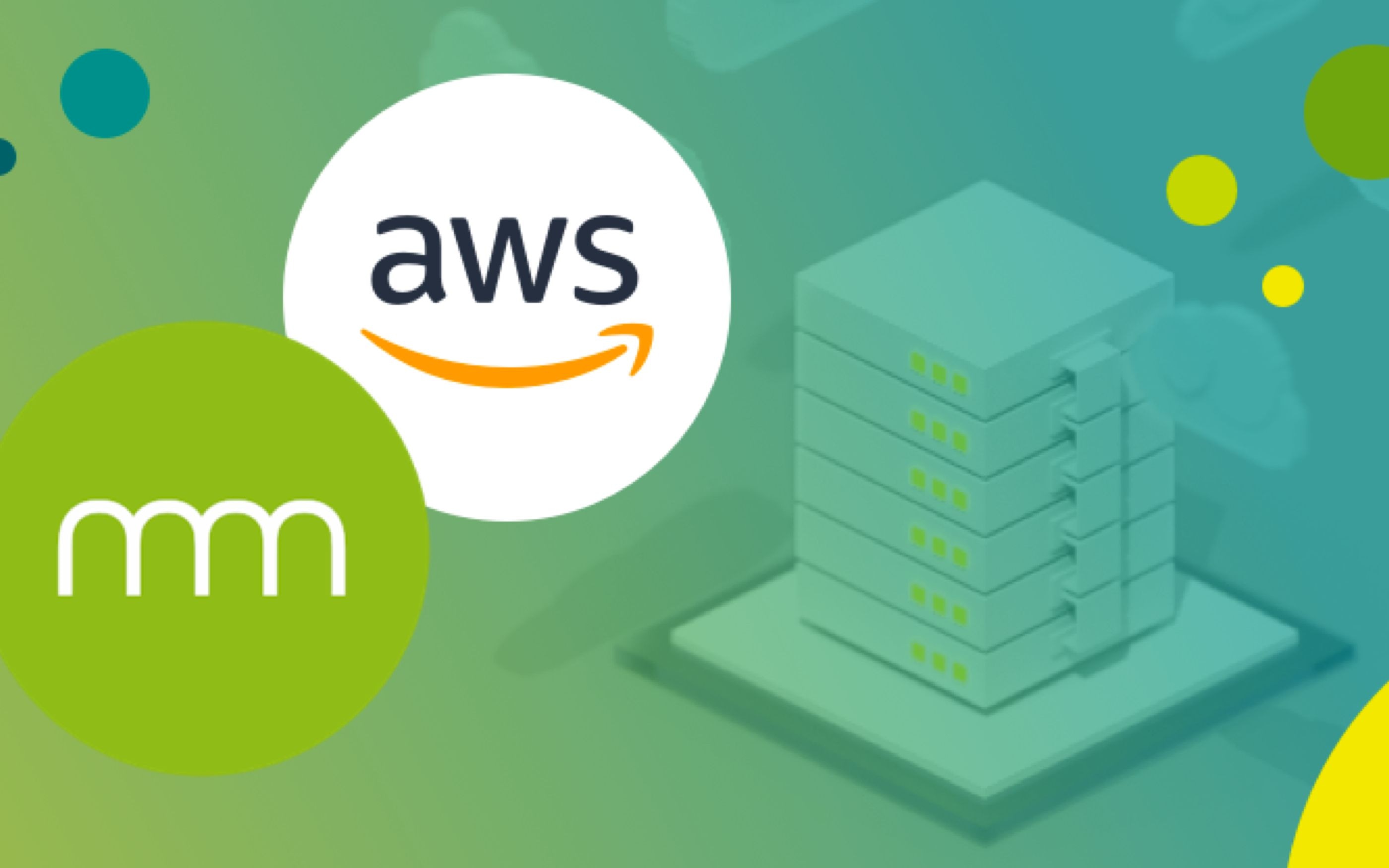 Grafik Serverrack mit AWS und communicode Signet