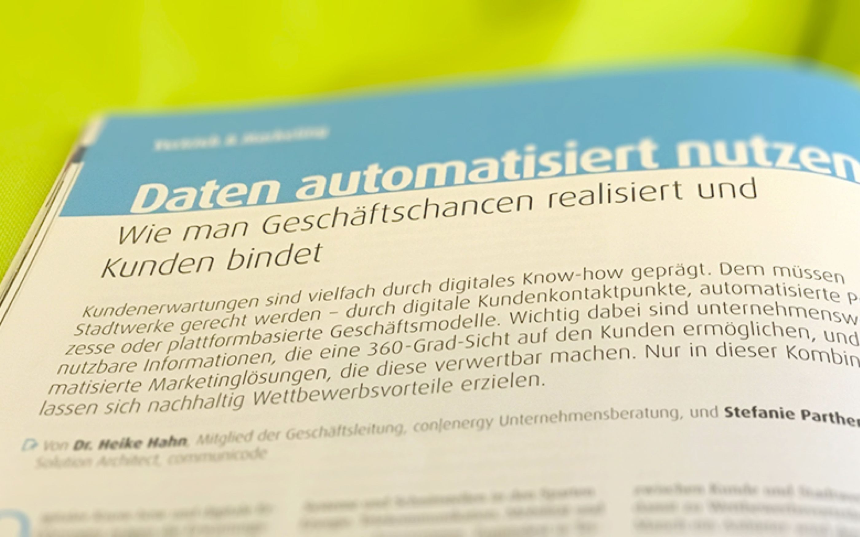 Foto einer Artikelseite zum Thema Daten automatisiert nutzen