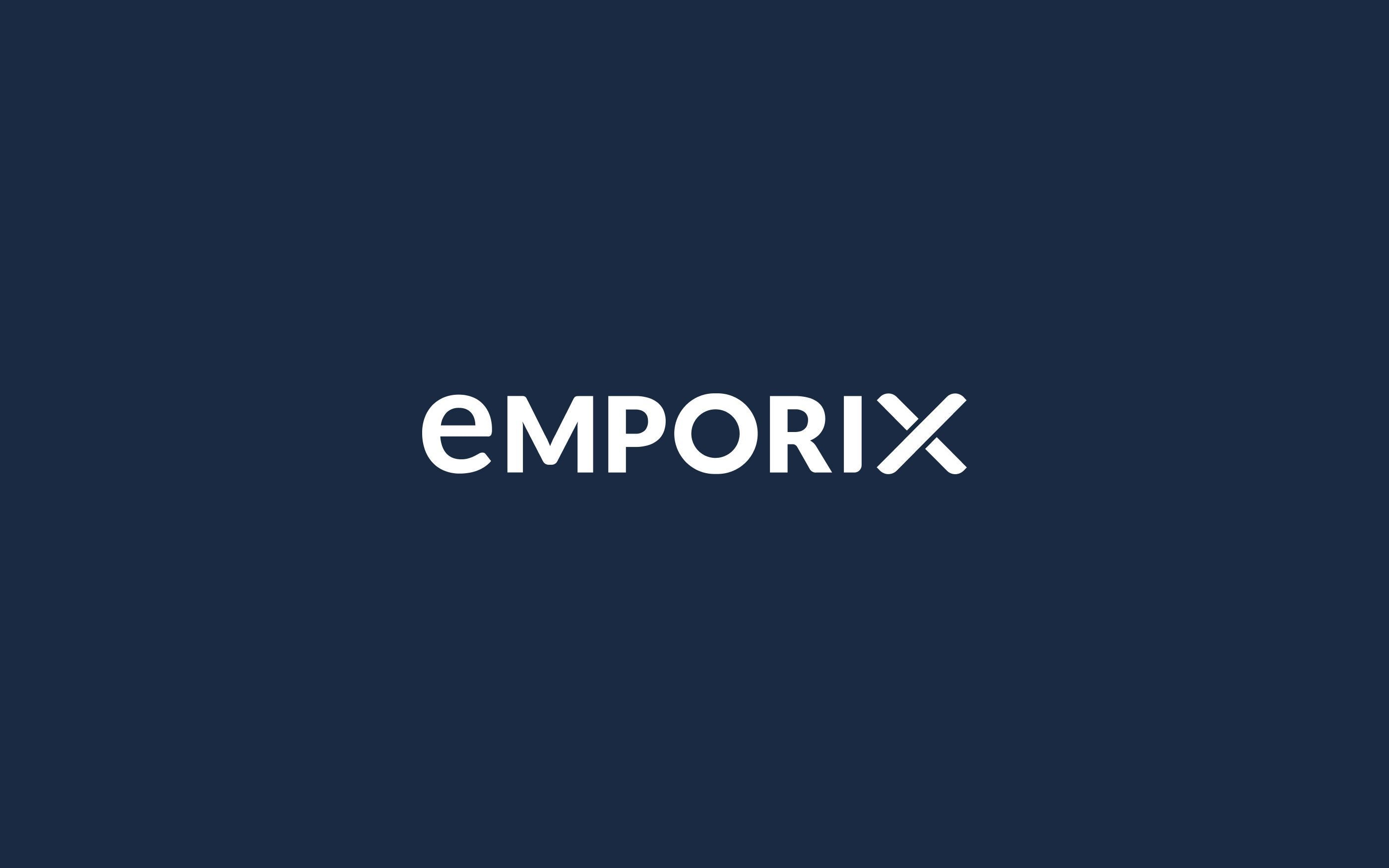 Logo Emporix AG auf dunkelblauem Hintergrund