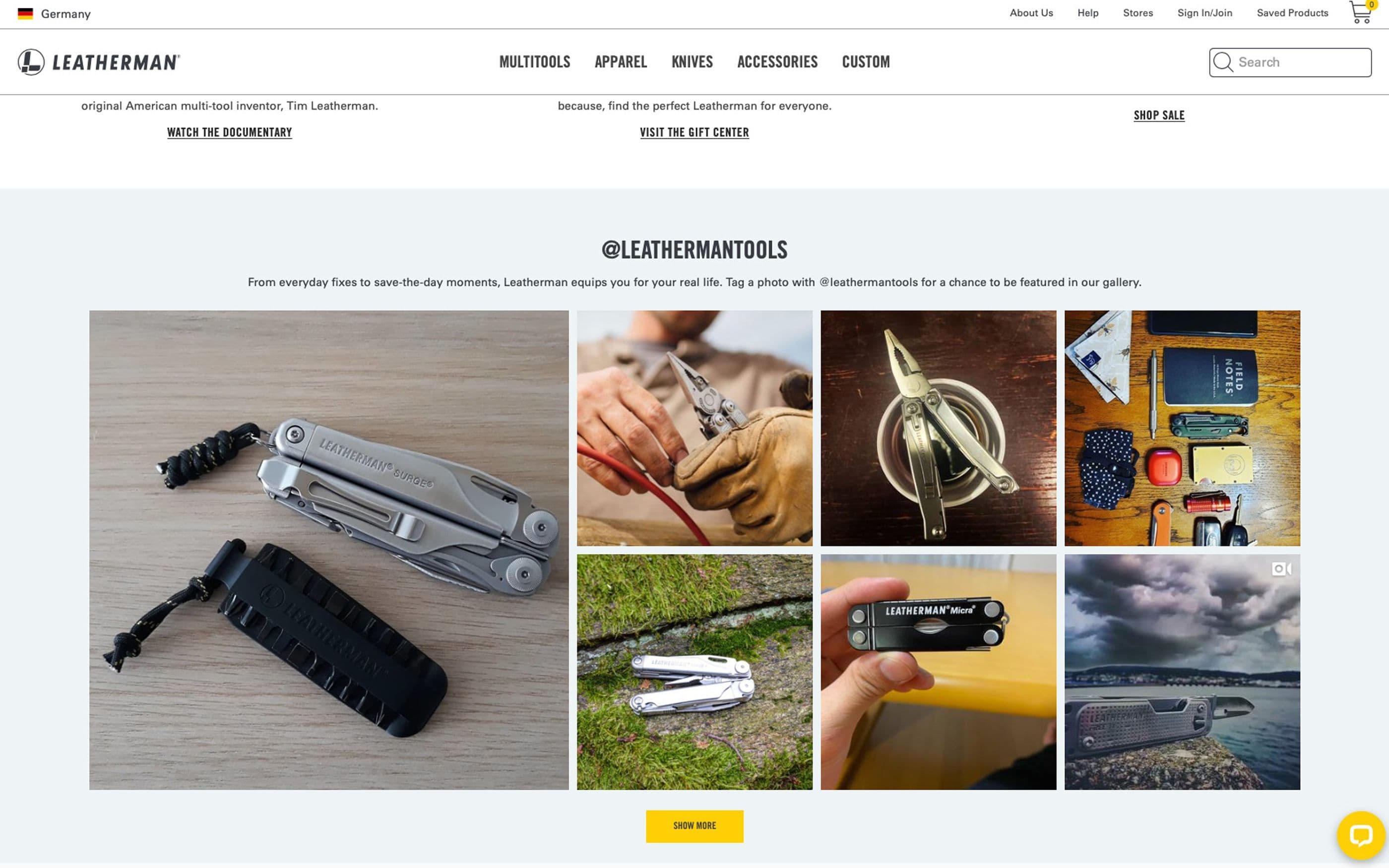Screenshot Leatherman Website