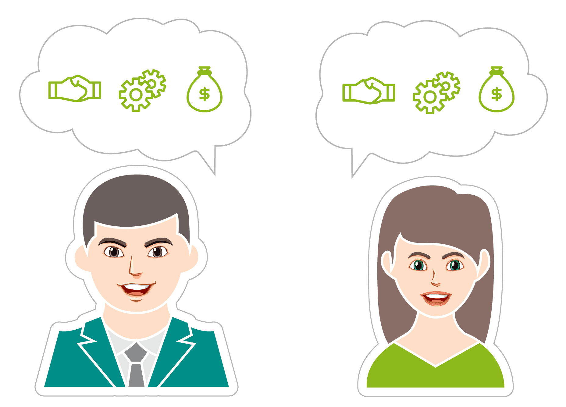 Ein erfolgreiches Verkaufsgespräch durch gleiche Perspektiven.