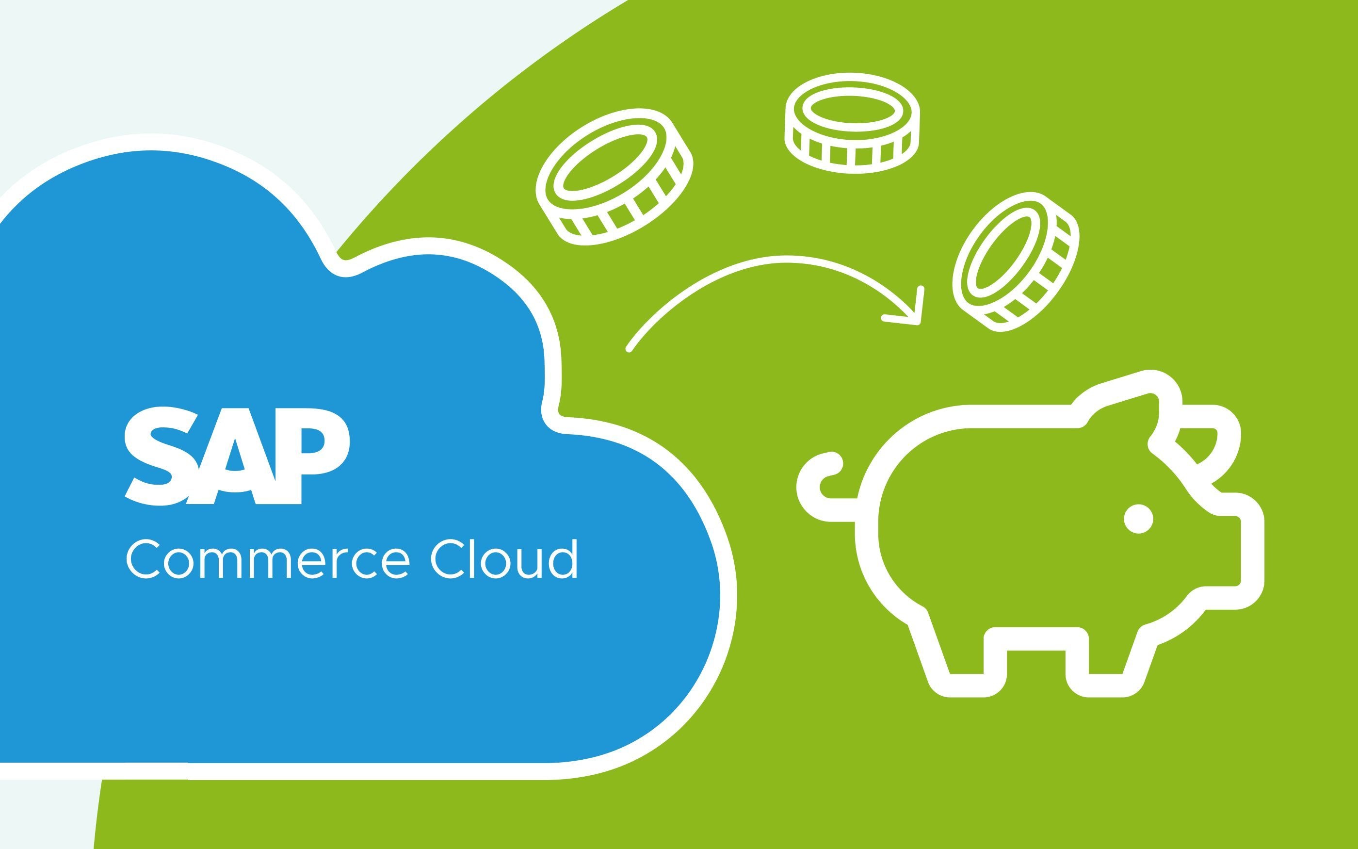 Graphic showing the SAP logo in a cloud, with a graphic representation of a piggy bank with coins flowing from the cloud into the piggy bank to the right.