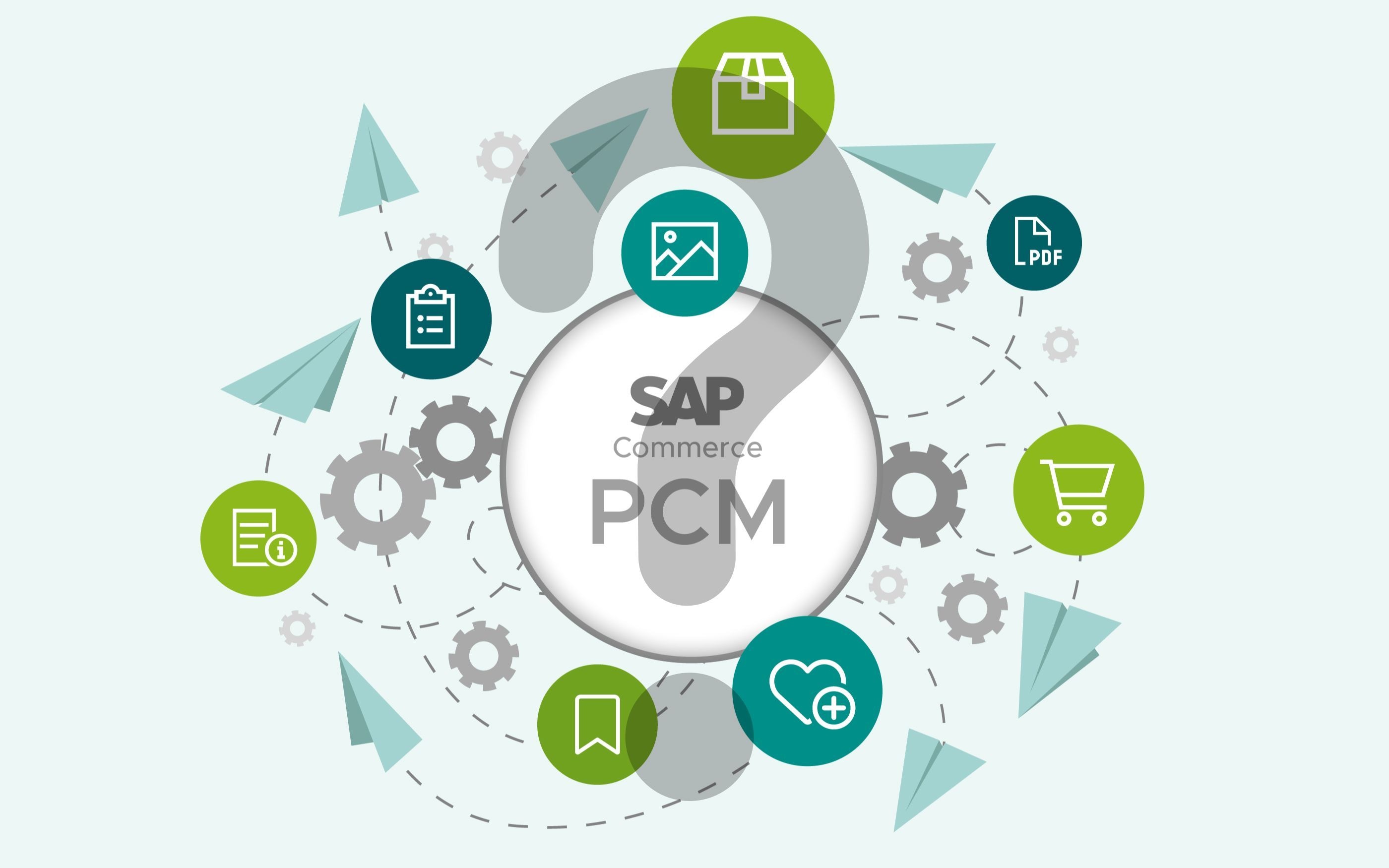 Graphic of a target with an arrow in the center. Many symbols related to SAP around the edge