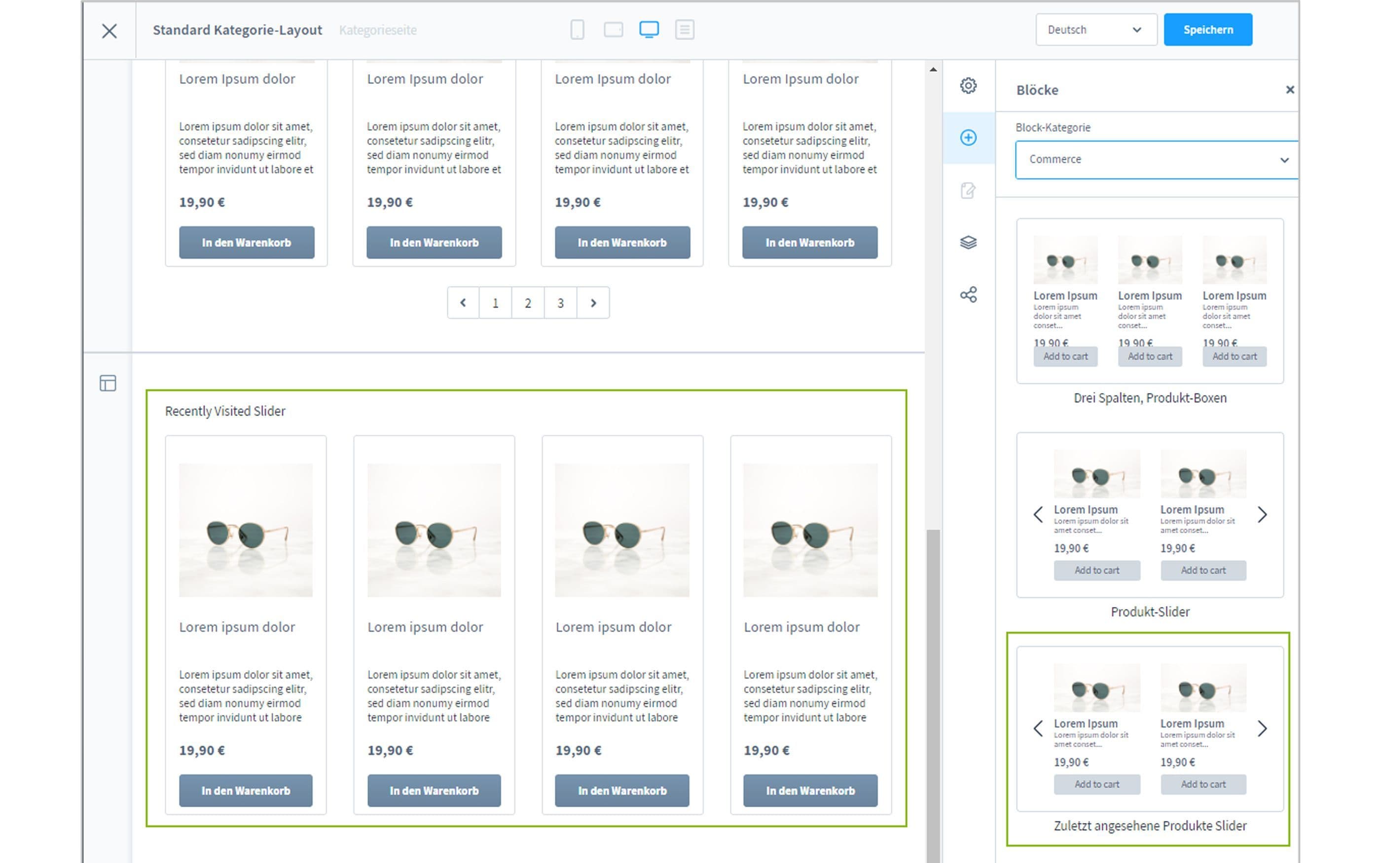 Screenshot Shopware recently visited