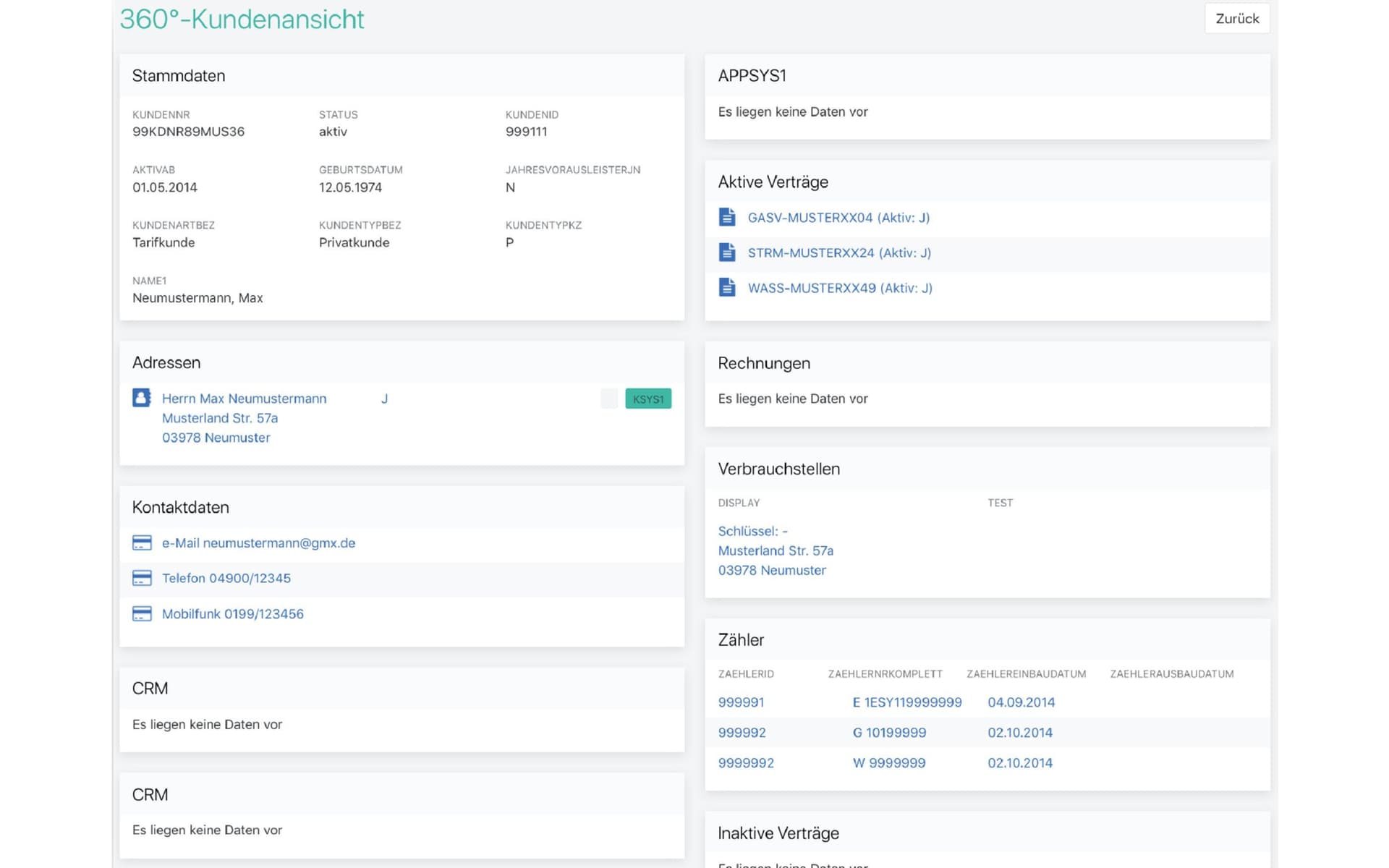 Screenshot Stadtwerke Scherte Backend