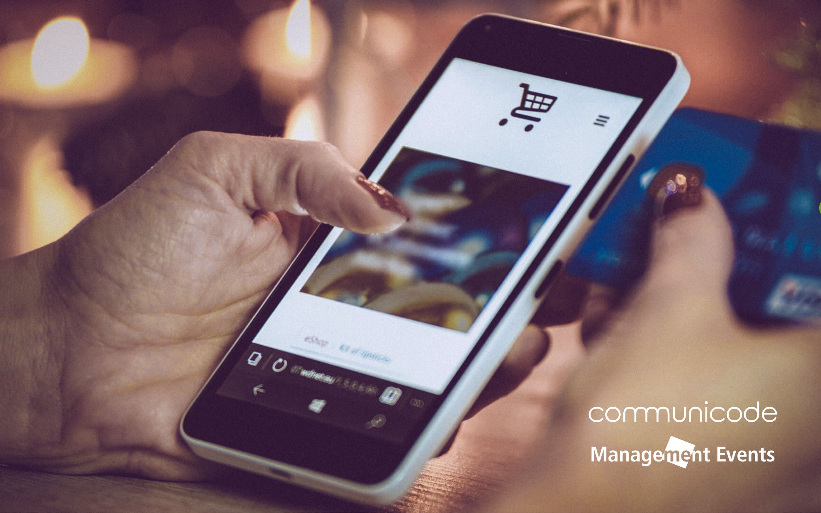 Foto Handy mit Einkaufskorb auf dem Bildschirm