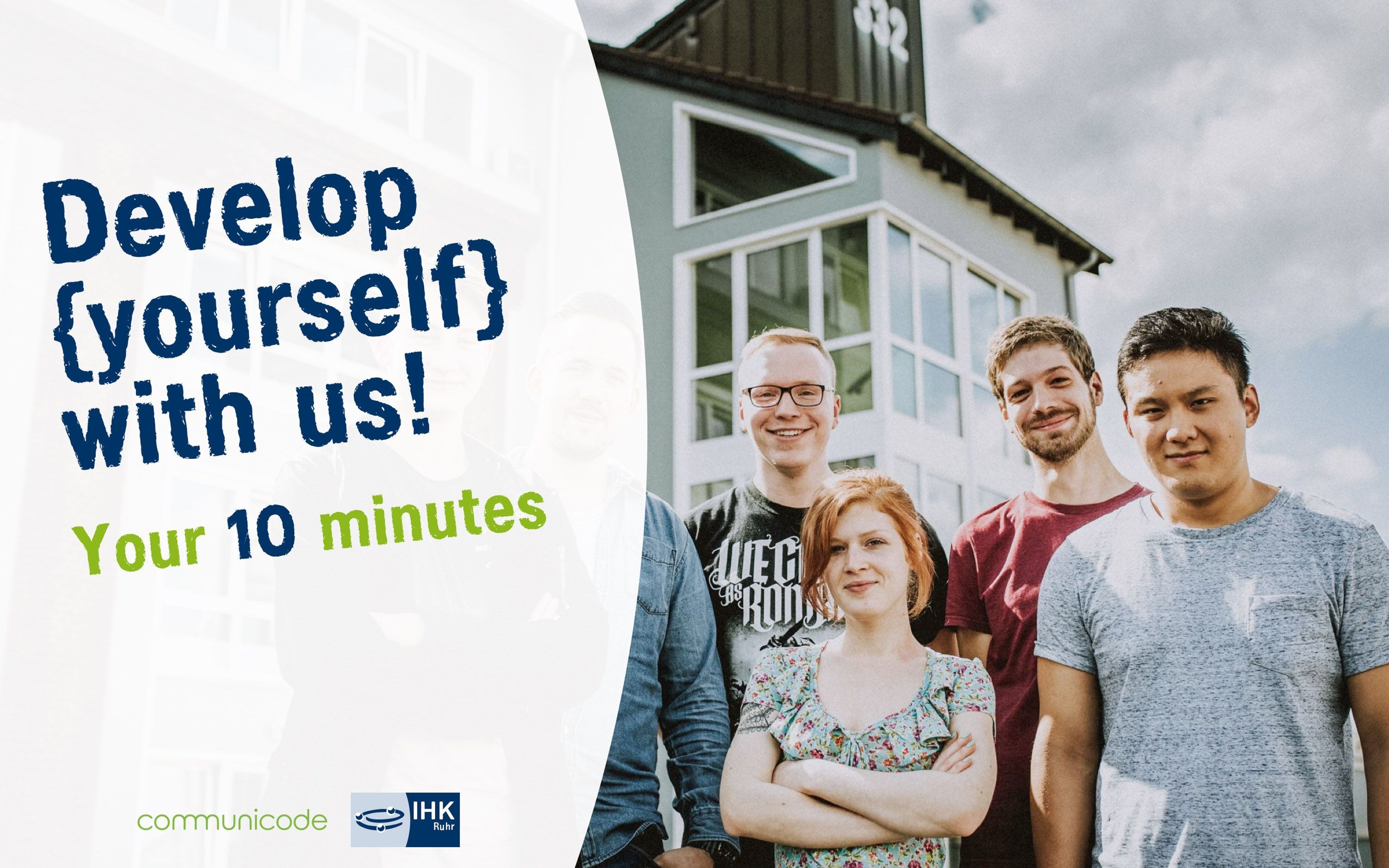 Grafik Develop yourself mit Foto Auszubildenden